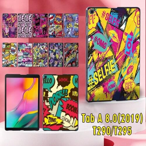For Samsung Galaxy Tab A 8.0 Inch 2019/T290 T295 Graffiti Art Pattern Ultra-thin Plastic Tablet Shell Back Cover + Free Stylus