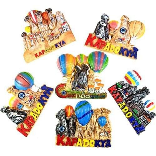 Byzantine Cave Church Hot Air Balloon in Cappadocia, Turkey 3D Fridge Magnets Travel Souvenirs Refrigerator Magnetic Sticker