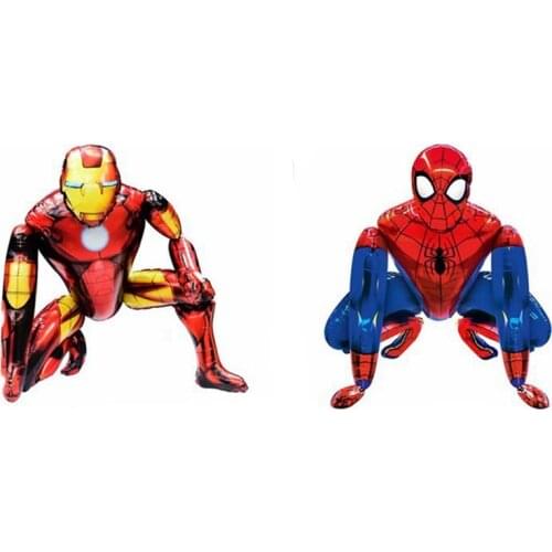 Cartoon Hero Theme Boys Favor Baby Shower Birthday Party Decoration Small 3D Squatting Spiderman Ironman Foil Balloon Supplies