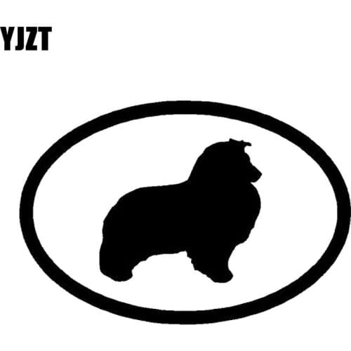 YJZT 15.2*10.2CM Sheltie Dog Cartoon Animal Body Decorative Stickers Fashion Car Window Decal Black/Sliver C6-1216