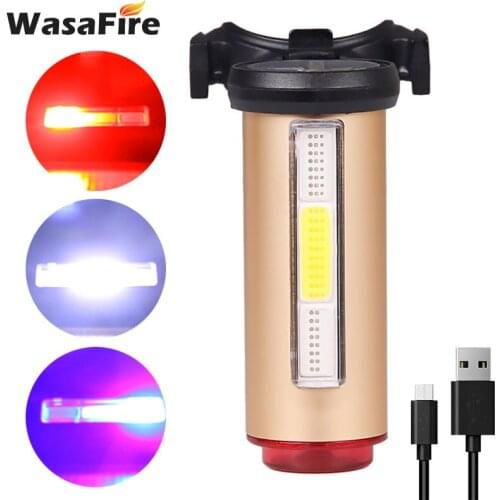 Bike Rear Light Lantern White Red Blue Light LED USB Rechargeable Bicycle Taillight Mountain Road Cycling Warning Lamp 7 Modes