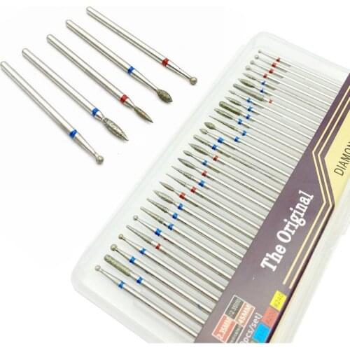 30pcs/Set Dental Diamond burs Nail Drill Bit Milling Cutter Rotary Bur Clean Files Electric Machine Nail Art Manicure Tools