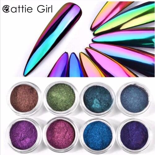 0.2g Mirror Nail Glitter Chameleon Pigment Powder Dust Manicure Nail Art Glitter Chrome Pearl Powder Decorations