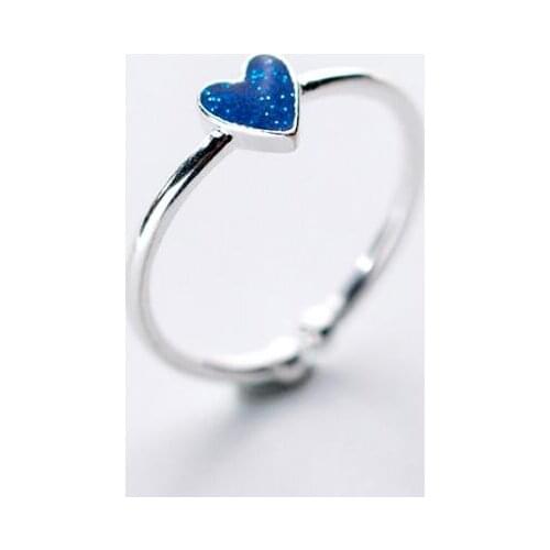 1mm So thin Ring) 1pc CUTE Blue Heart Midi Knuckle /TOE Ring 100% REAL.925 Sterling Silver fINE jEWELRY (size3.25-5.25 GTLJ1293