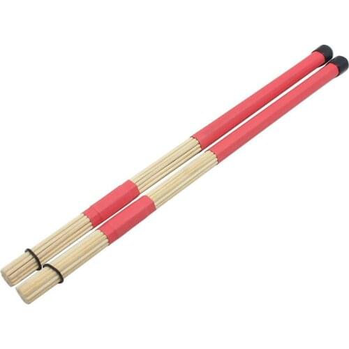 1 Pair Bamboo Drumsticks Drum Sticks Jazz Ballad Percussion Drum Brushes Bundle Harmmer with Rubber Handle Drum Accessories