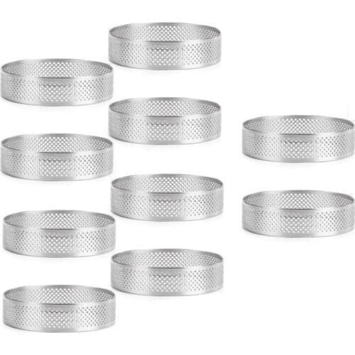 10Pcs Round French Baking Ring Mousse Cake Tart Mould Non-Stick Fruit Cream Pie Pancake Circle Kitchen Baking Tools 10cm