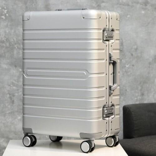 100% aluminum material, technology and fashion, high quality 20/24/28 size travel Luggage Spinner brand Travel Suitcase