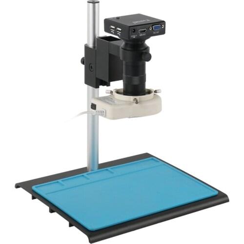 1080P HDMI VGA Electronic Digital Industrial Video Microscope Camera 100X 180X C mount Lens 56 LED Ring Light For PCB Repair