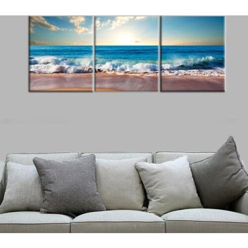 3 Piece Sea Sandy Beach Wall Canvas Painting Home Decoration Pictures Wall Picture For Living Room Modular Pictures Home Decor