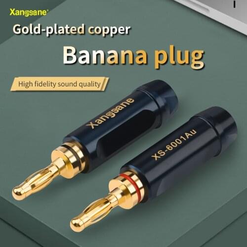 Xangsane XS-6001Au 4pcs pure copper gold-plated sapphire banana plug speaker amplifier decoder connector diy wire accessories