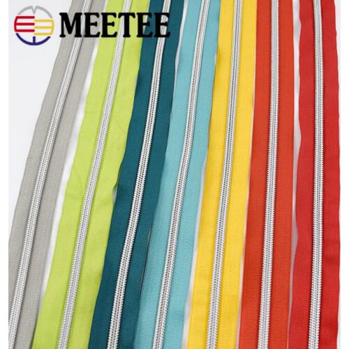 5Meters 5# Nylon Zipper Silver Teeth Coil Code Open Zip for Quilt Beding Backpack Luggage Bag Home Textile Sewing Accessories