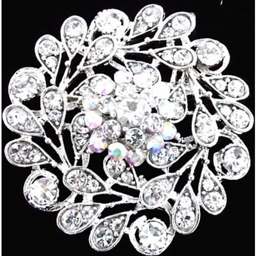 6PCS/LOT Rhodium Plated Elegant Crystal Bridal Broach Pins