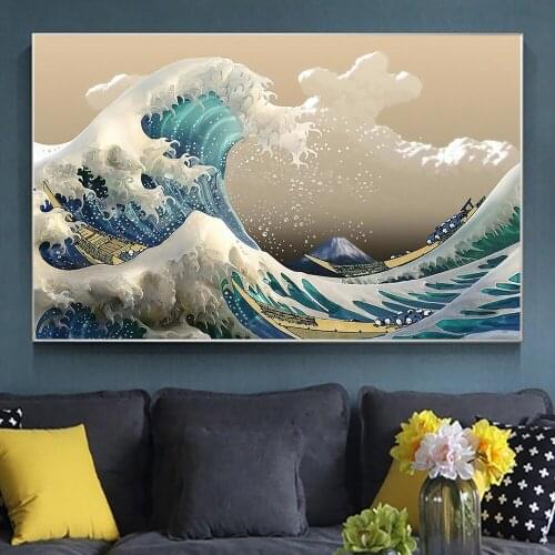 Abstract Art Waves Canvas Paintings on The Wall Graffiti seascape painting Pictures and Prints for Modern Living room Home Decor