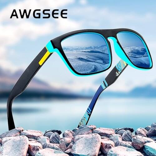 AWGSEE Vintage Square Polarized Sunglasses Driving Fishing Sunglasses Perfect Design Sense Glasses Frame UV400 Gafas De Sol 198