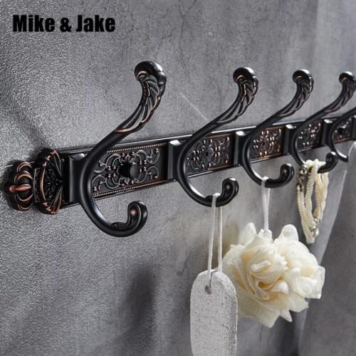 Free Shipping Black carve crown robe hooks 4-5 Row wall Hook coat hanger door hooks for bathroom hook accessories 6700