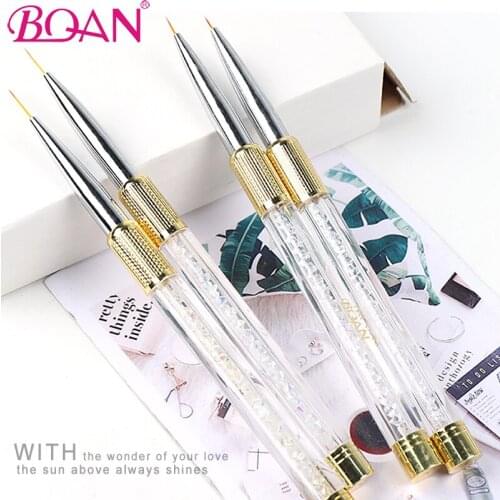BQAN 5/7/9/11mm Nail Art Liner Drawing Brush Crystal Handle Liner Pen UV Gel Polish Crystal Nail Art Manicure Painting Tools