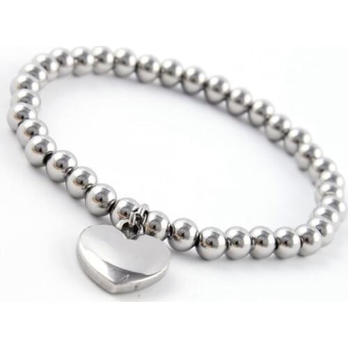 Black Knight 2019 new arrival 6mm 316L Stainless steel beads bracelet womens trendy pendant letters bracelet for birthday