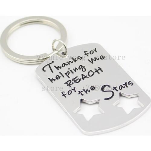 Teacher Coach Appreciation keychain "Thanks For Helping Me Reach for The Stars" Keychain &necklace Personalized Teacher Gift