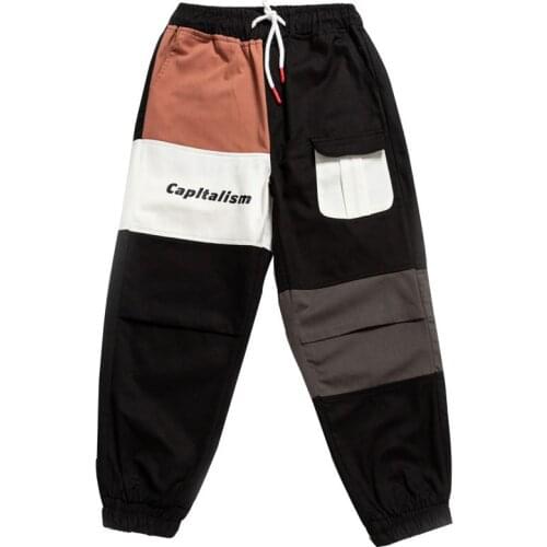 Outdoor 2019 Spring Autumn Patchwork Loose Close foot Elastic waist teenager hiking camping young men pants men hip hop trousers