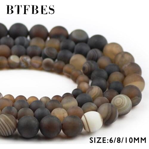 BTFBES Matte Black Stripe Banded Carnelian Beads 6 8 10mm Natural Stone Onyx Round Loose Beads For Jewelry Bracelet Making DIY