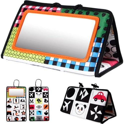 Floor Activity Mirror Toy For Toddler Double High Contrast Activity Developmental Black and White Stroller Hanging Education Toy