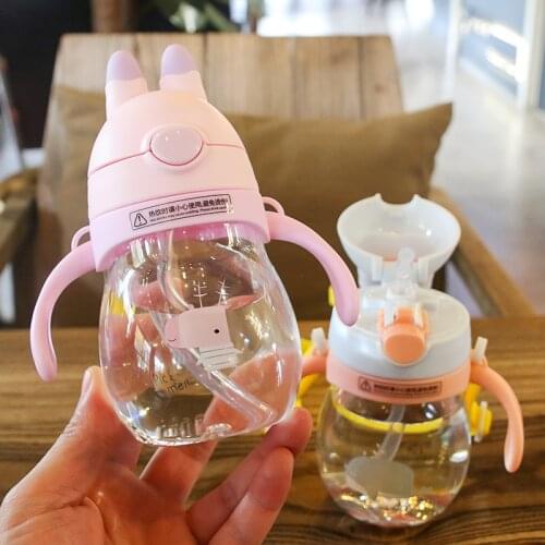Baby Learn Drinking Cup Food Grade Silicone Kids Fruit Juice Milk Mug Portable With Handle Straw Thermal Bottle