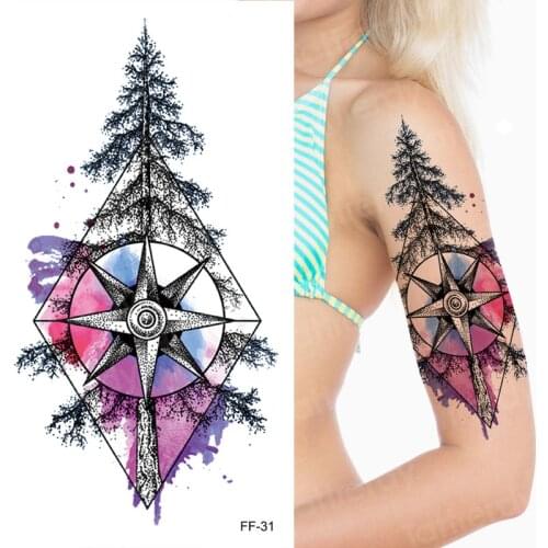 Body Art Sex Products waterproof temporary tattoos for men women sexy black rose flower design lace compass flash tattoo sticker