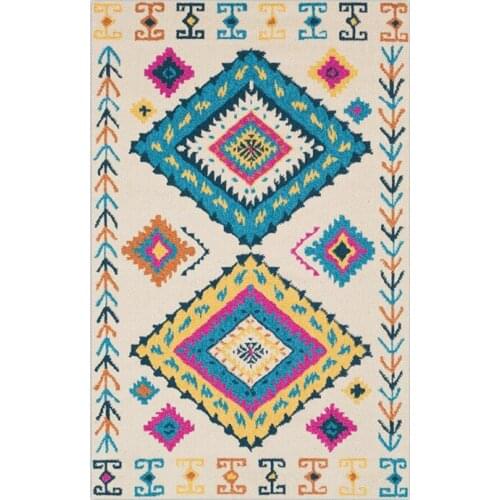 Multi-size Square Pattern Ethnic Carpet For DIY Home Living Room Floor Decoration Supplies
