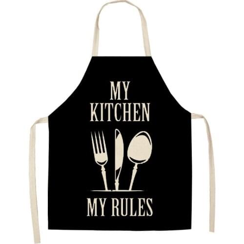 Letter Alphabet Kitchen Aprons For Women Cotton Linen Bibs Household Cleaning Pinafore Home Cooking Apron man kid aprons 68x55cm