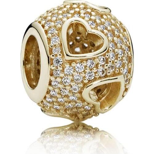 Tumbling Hearts Charm for Women Bracelet Bangle Shine & Clear CZ Bead Girl Gift Authentic S925 Silver DIY Jewelry