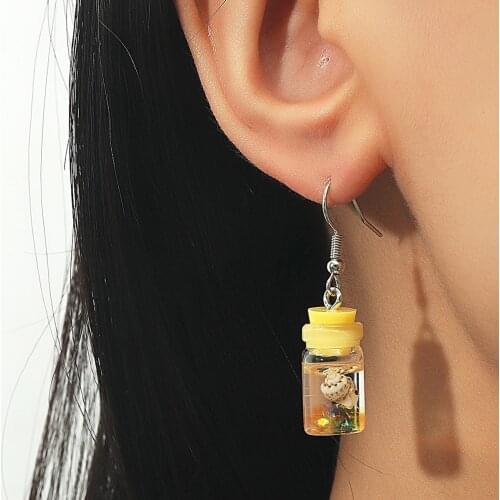 Personality Colorful Bottle Drop Earring Fashion Yellow Acrylic Transparent Dangle Earrings Wedding Jewelry Gift