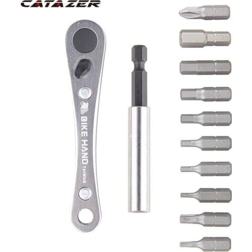 Bike Hand 10 In1 Bike Ratchet Wrench Hex Keys Cross T25 T10 Cycling Repair Tools Bicycle Repair Kits Alloy Steel Torx Wrench