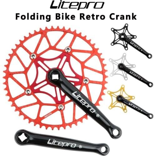 Litepro Folding Bike Crankset BCD 130mm Square Hole Bicycle Ultralight Chainring Crank For Brompton BMX