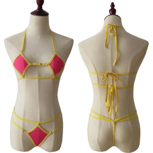 Micro bikini 2019 Sexy Sling diamond Hollow Lotion Multi-rope Mini Thong Beach swimwear women swimsuit biquini bikinis monokini