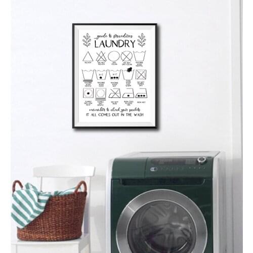 Minimalist Black and White Laundry Quotes Canvas Painting Wall Art Nordic Posters and Prints Wall Pictures for Living Room Decor