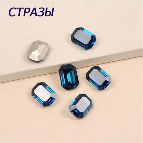 Montana K9 glass rhinstones crystal rectangle Gold Sliver base sew on rhinestones for Garment clothing wedding dress