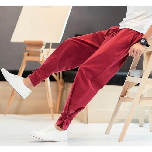 Men Japanese Style Pants Samurai Costume Vintage Male Trousers Vintage Harem Pants Plus Size Haori Kimono Yukata Streetwear