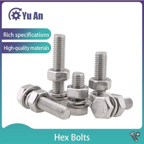 304 Stainless Steel Hexagon Bolt, Screw and Nut Set Large Full Extension Screw M8m10 5Pcs