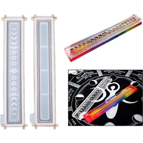 2021 New Moon Phase Incense Box Resin Mold Sun Moon Star Incense Sticks Holder Mold