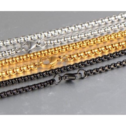 Wholesale 5pcs lot Stainless steel Rolo box chain link Necklace Women Mens Jewelry jewelry 3mm 24 inch