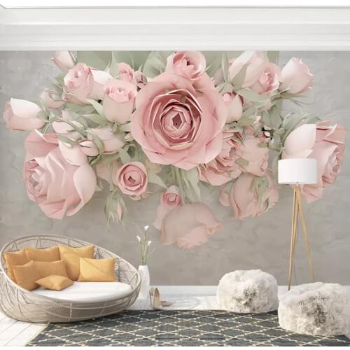 Custom 3D Photo Wallpaper For Bedroom Walls 3D Embossed Non-woven Flower Floral Mural Living Room Sofa TV Background Decoration