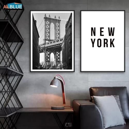 Nordic Poster New York City Black And White Brooklyn Canvas Paintings Wall Art Decoration Pictures Posters and Prints Home Decor