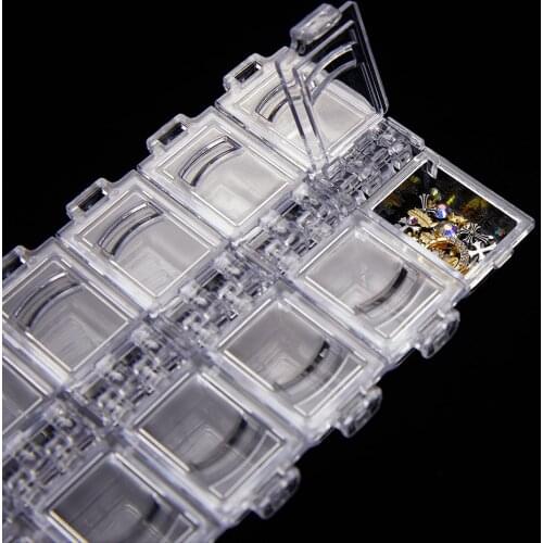 12 Slots Clear Divided Storage Box Zircon Jewerly Nail Art Tips Rhinestone Small Beads Case Organizer Storage Box Container