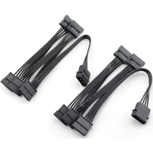 2PCS molex 4Pin IDE to 5 SATA 15Pin Hard Drive Power Supply Splitter Cable for DIY PC Sever 18AWG 4-Pin to 15-Pin Power