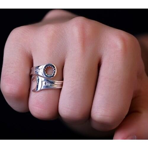 Adjustable Wrench Ring spanner detent lever tool Jewelry Free Size gift idea