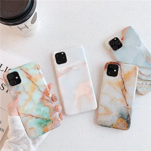 Luxury Retro marble painting Phone Cases For iPhone 12 11 Pro Max case Cute silicone cover for iPhone XS XR 7 8 Plus 7Plus Case