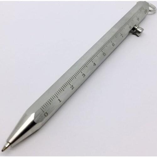 Handmade Gun Shaped Stainless Steel Pen Drawing Six Rowed Multifunction Metal Scale Gel Pen Tactical Pen Self Defense EDC