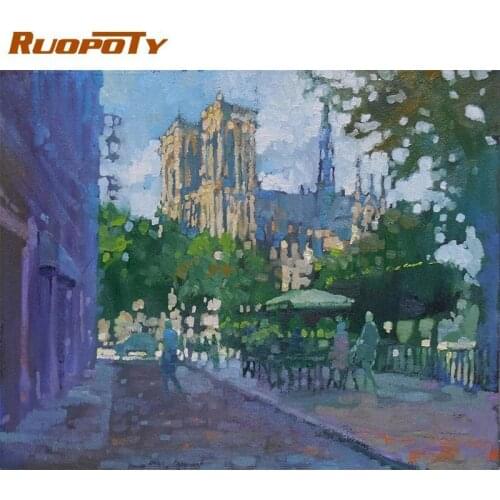 RUOPOTY Painting By Numbers Kits Beautiful Street Scenery Framed 60x75cm DIY Oil Paints Drawing On Canvas Home Decor Unique Gift