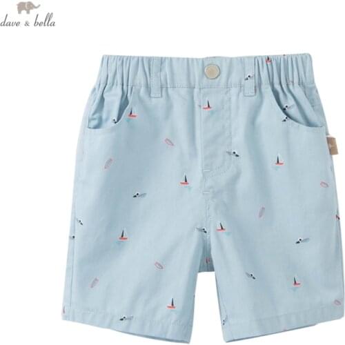 DBX16685 dave bella summer baby boys fashion print pockets pants children kneel length kids pants infant toddler trousers