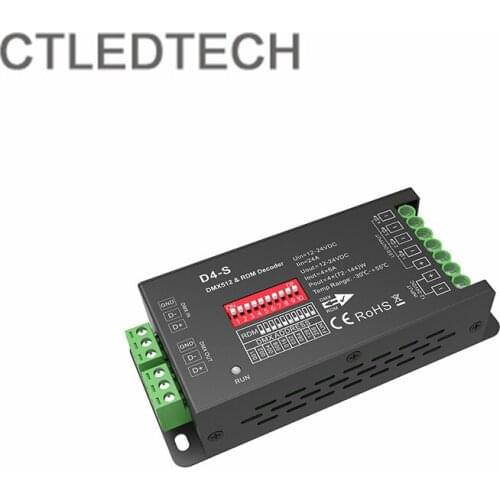 LED RGBW 4 channel Constant voltage DMX512&RDM Decoder 3528 5050 RGBW color DMX512 Decoder 12V24 4ChX6A
